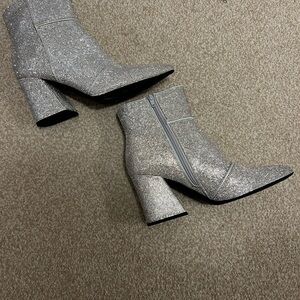 A New Day Silver Ankle Boots with Block Heel